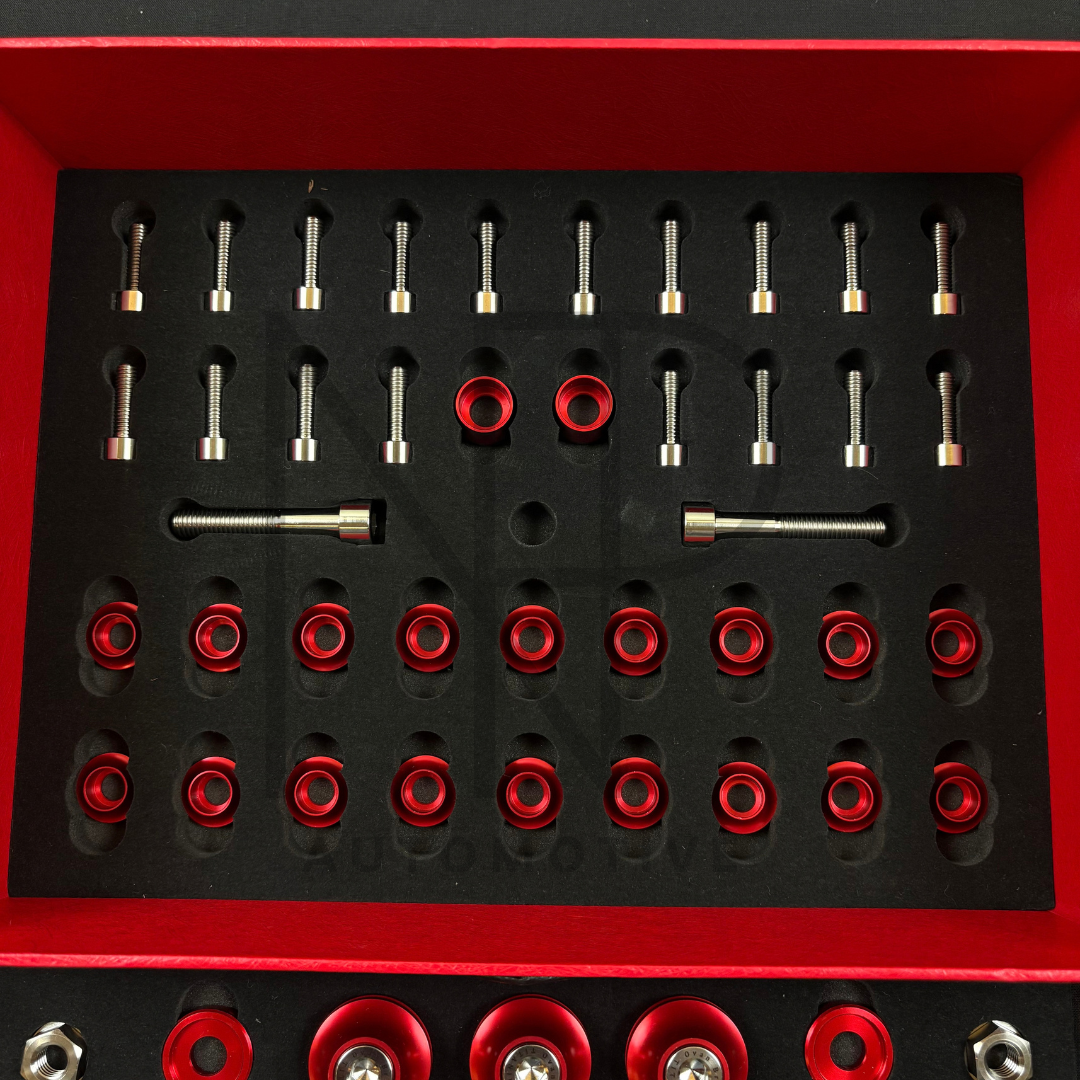 SET VITERIA VANO MOTORE TITANIO ANODIZZATO ROSSO BMW M2 M3 M4 G8X